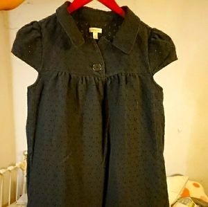 Black Floral Eyelet ish Lace Babydoll Collar Lined Cap Sleeve Dress Gothy